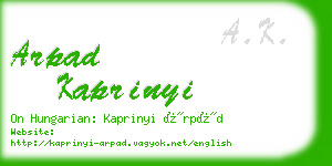 arpad kaprinyi business card